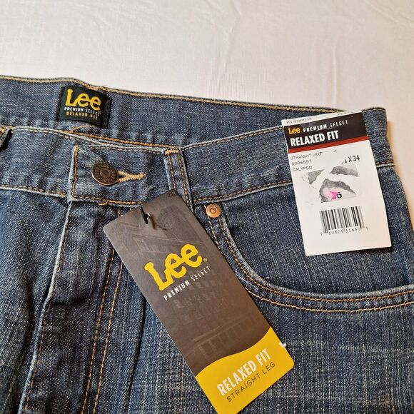 Lee Dark Acid Washed Premium Select Relaxed Fit Straight Leg Jeans Size 31x34 - Picture 3 of 12
